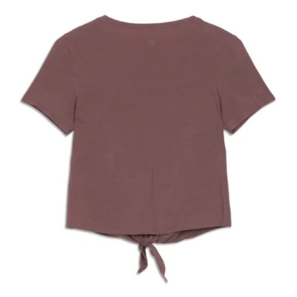 Lululemon Knot Gonna Fly SS V-neck PIMA COTTON active top Tee ANTIQUE Brown 6 S - Picture 5 of 12